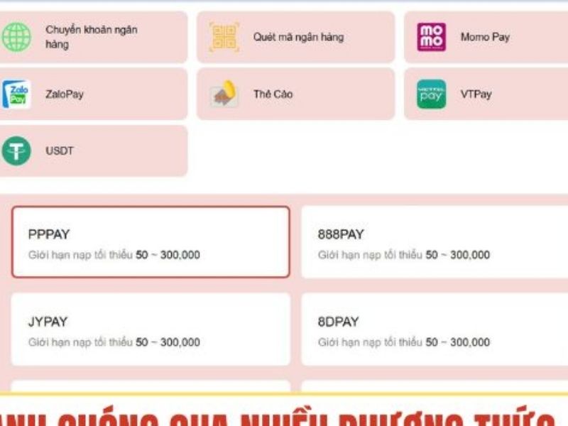 Nạp tiền mb66 có nhiều hình thức được áp dụng